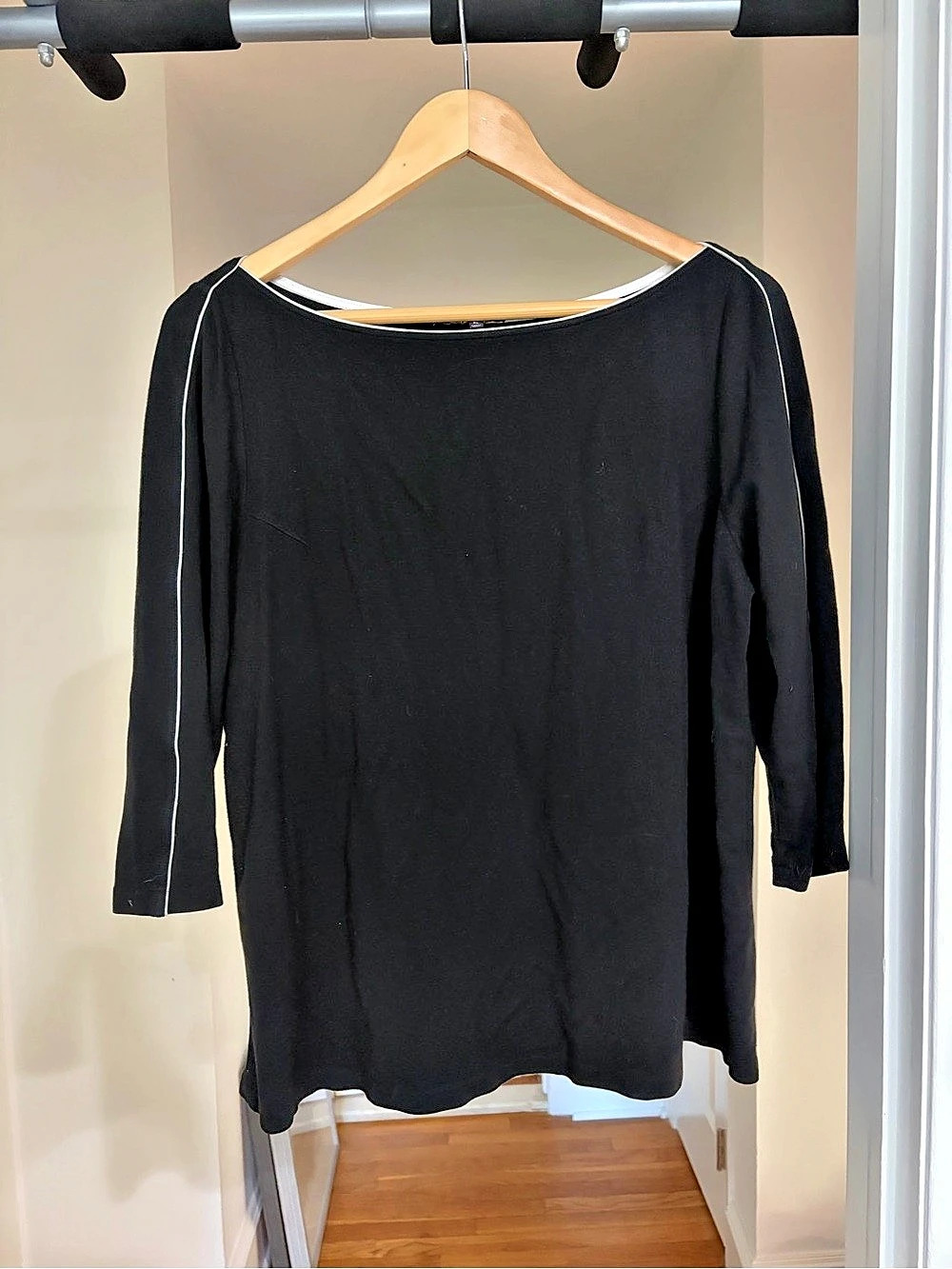 Lafayette 148 3/4 Sleeve Top in Black Size XL